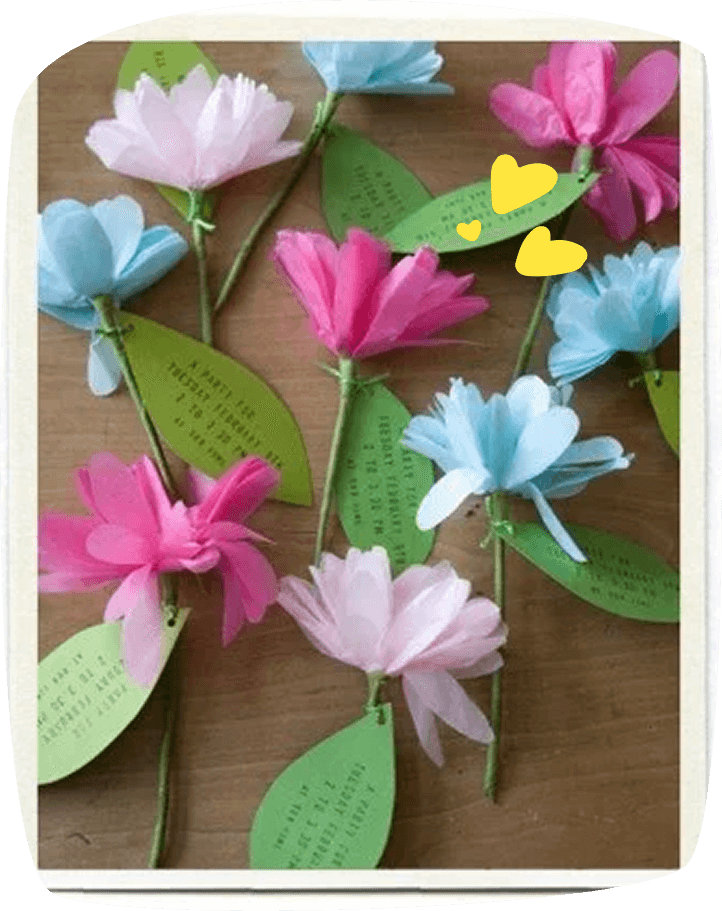 Fiesta-de-cumpleaños-para-niños-en-casa-invitación-flores