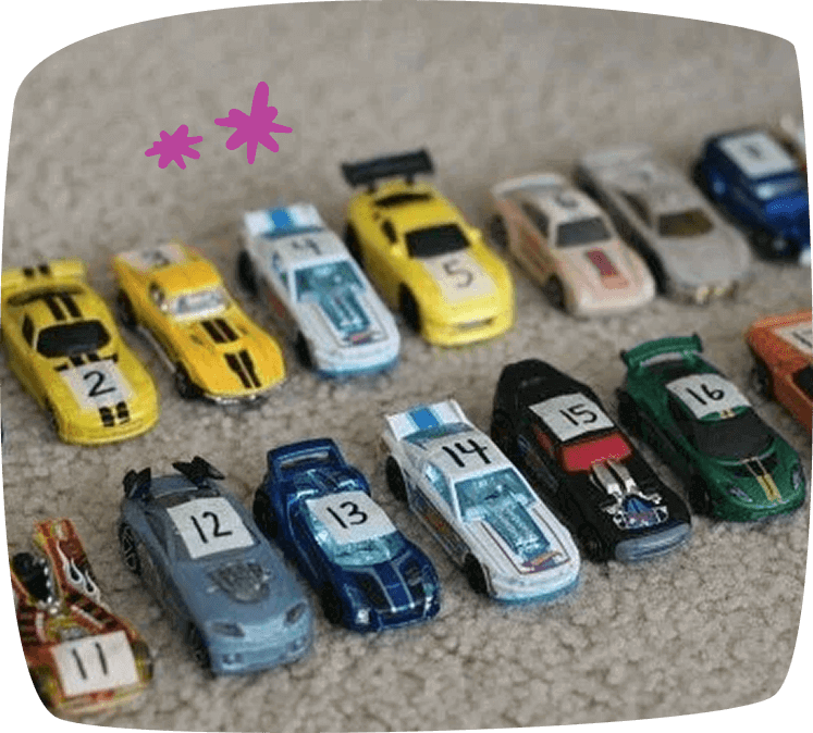 coches juguetes con numeros