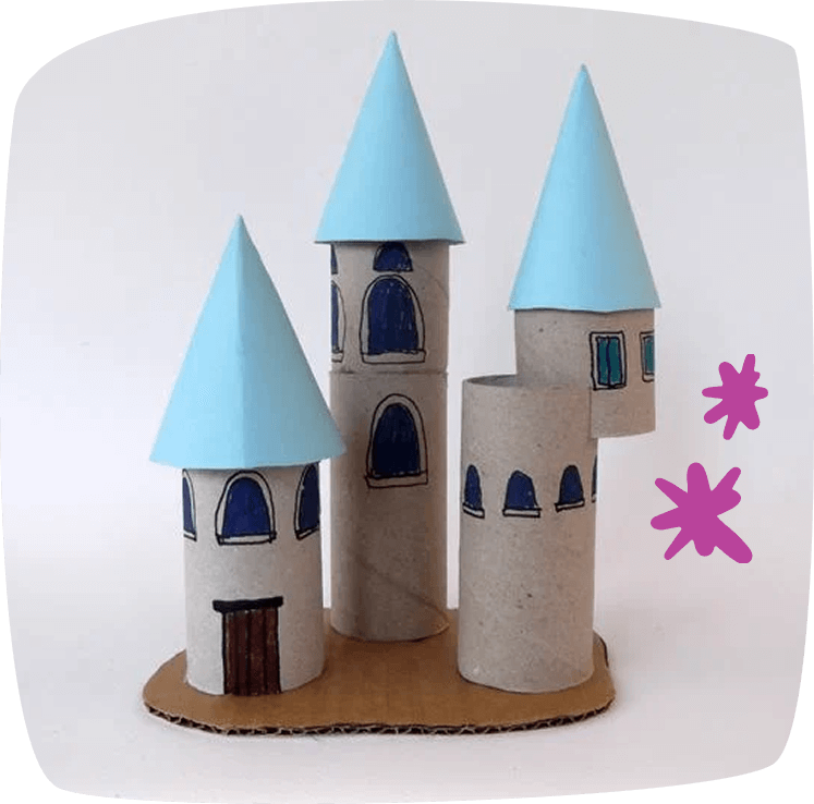 manualidades-con-tubos-de-cartón-para-niños-castillo