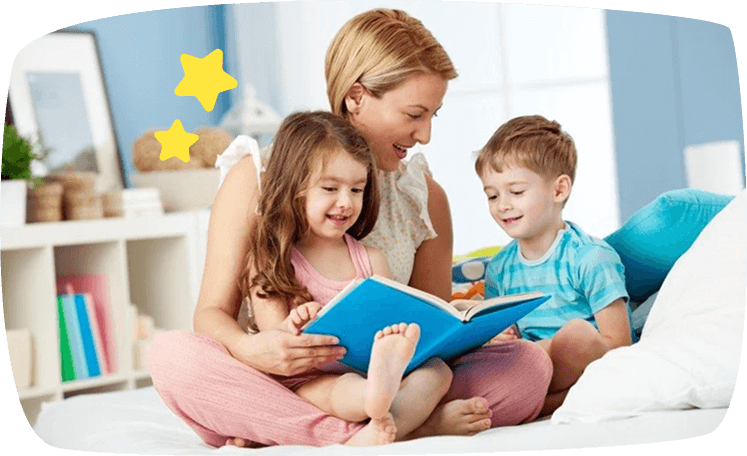 ninera leyendo con ninos