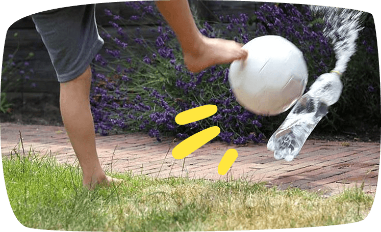 foot kicking bottle of water
