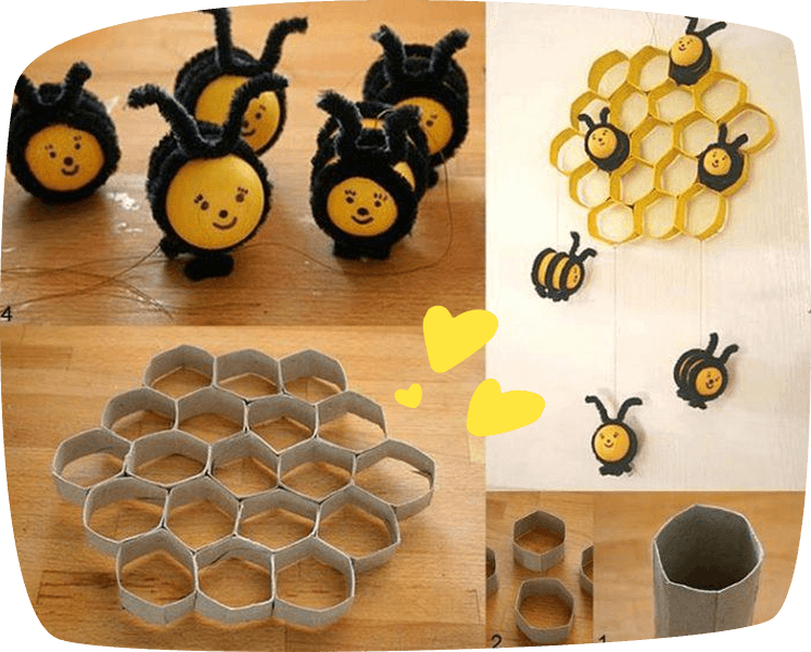 beehive made out of cardboard rolls