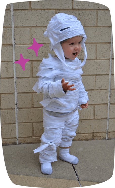 kid dressed up as mummy