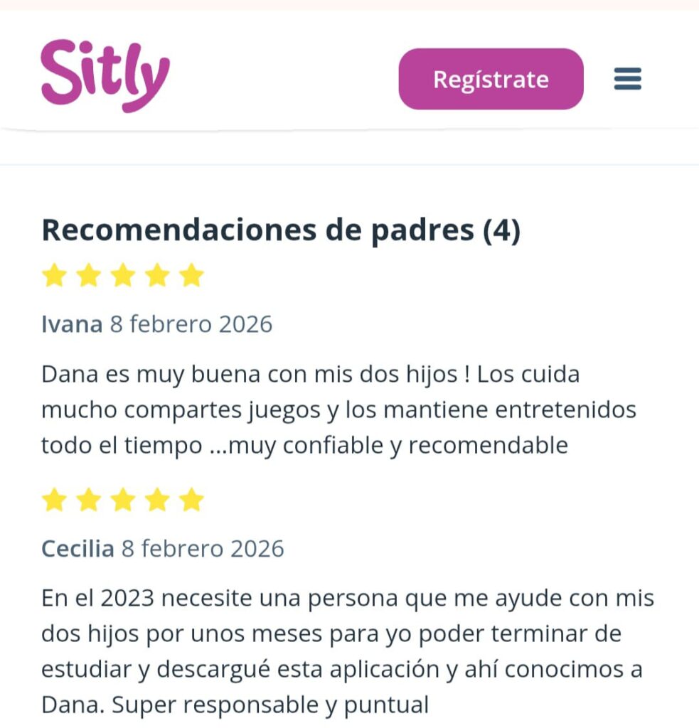 Dos buenas recomendaciones de padres pasa una ninera Sitly